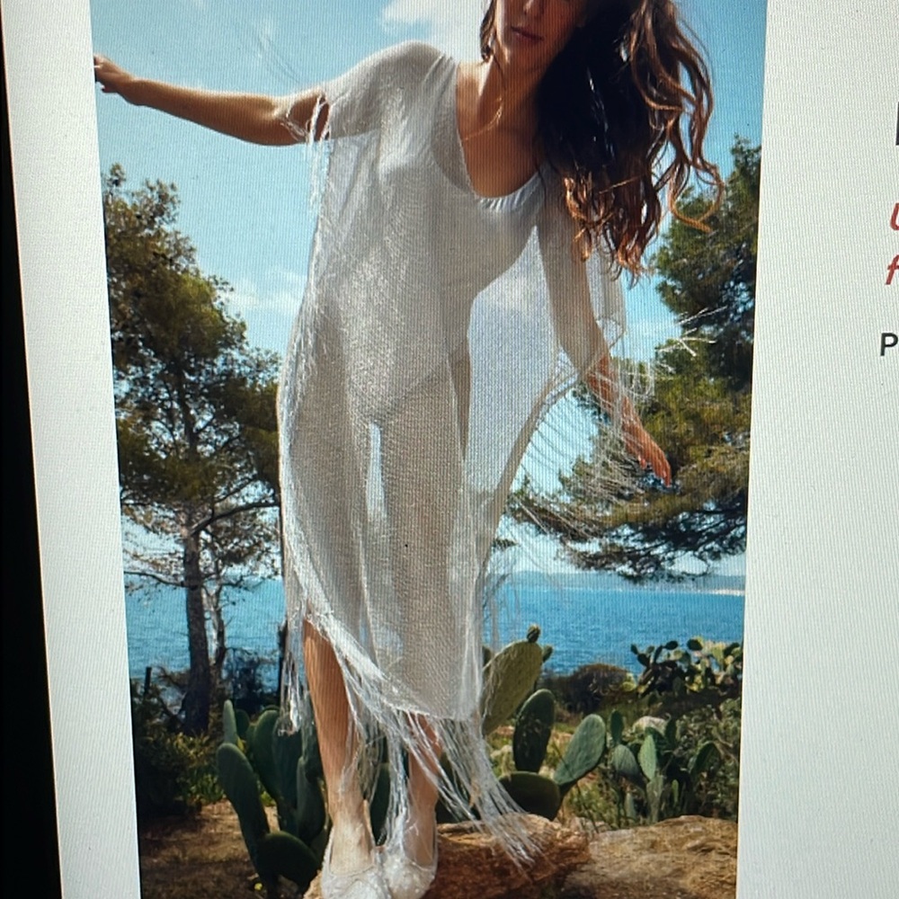 Zara silver metallic thread kaftan/ coverup/ dress